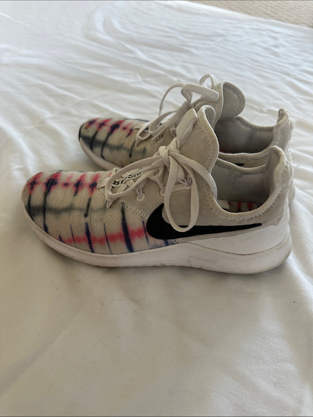 Nike Free Tie-Dye Knit Sneakers - White with Pink & Navy Grey Accents